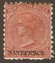 New South Wales 1871 9d on 10d Red-brown. SG220a.