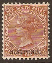 New South Wales 1882 9d on 10d Red-brown. SG236d.