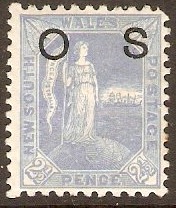 New South Wales 1891 2d Ultramarine Official Stamp. SGO54.