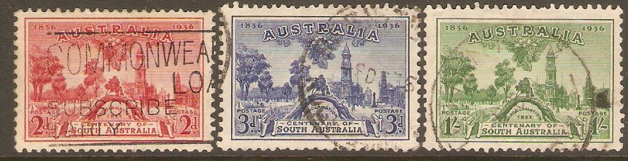 Australia 1936 South Australia Centenary set. SG161-SG163.