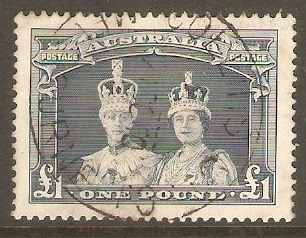 Australia 1937 1 Bluish slate - Coronation Series. SG178.