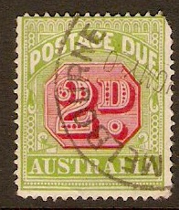 Australia 1938 2d Carmine and green - Postage Due. SGD112.