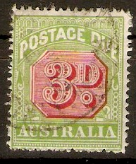 Australia 1938 3d Carmine and green - Postage Due. SGD115.