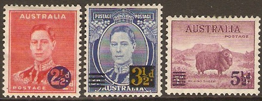 Australia 1941 War Tax Increase Overprint Set. SG200-SG202.