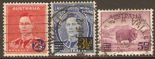 Australia 1941 War Tax Increase Overprint Set. SG200-SG202.
