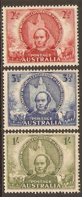 Australia 1946 Centenary of Mitchell's Exploration. SG216-SG218.