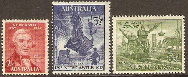 Australia 1947 150th Anniv. of Newcastle NSW Set. SG219-SG221.