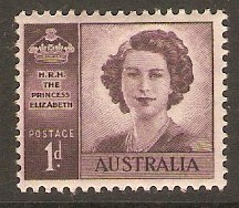 Australia 1947 1d Purple Royal Wedding Stamp. SG222.