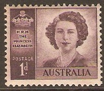 Australia 1947 1d Purple Royal Wedding Stamp. SG222a.