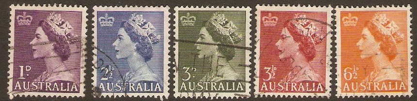 Australia 1953 QEII Definitives Set. SG261-SG263a.