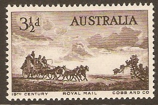 Australia 1955 3d Mail Coach Commemoration Stamp. SG284.