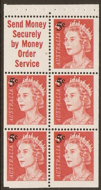 Australia 1967 5c on 4c Red Booklet Pane. SG414a.