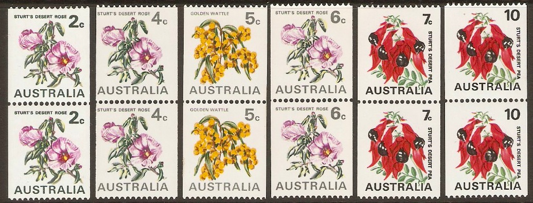 Australia 1970 Coil Stamps Set. SG465a-SG468d.