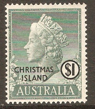 Christmas Island 1958 $1 Deep bluish green. SG10.