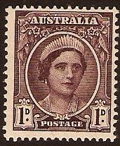 Australia 1942 1d Brown-purple - Definitives series. SG203.