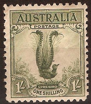 Australia 1932 1s Green - Superb Lyrebird. SG140.