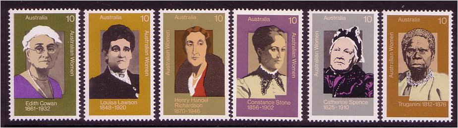 Australia 1975 Famous Australian Women Stamps. SG602-SG607.