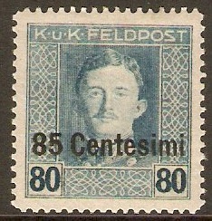 Issue for Italy 1918 85c on 80h Blue. SG15.