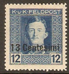 Issue for Italy 1918 13c on 12h Blue. SG7.