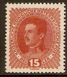 Austria 1917 15h Emperor Charles I definitive series. SG290.