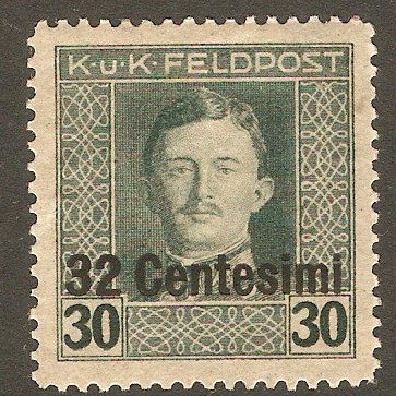 Issue for Italy 1918 32c on 30h Slate-blue. SG11.