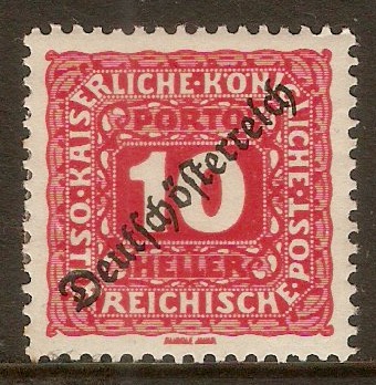 Austria 1919 10h Carmine Postage Due. SGD324.