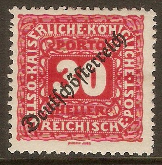 Austria 1919 30h Carmine Postage Due. SGD328.