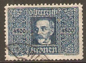 Austria 1922 4800k Blue Air Stamp W. Kress. SG553.