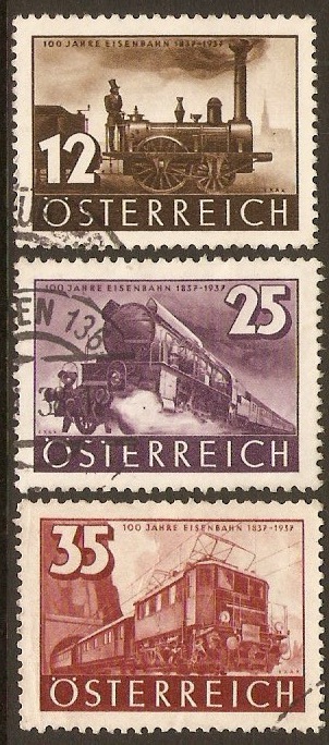 Austria 1937 Railway Anniversary Set. SG812-SG814.