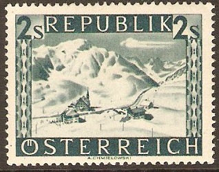 Austria 1945 2s Deep bluish green - Views Series. SG953A.
