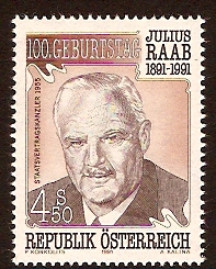 Austria 1991 Julius Raab Commemoration. SG2279.