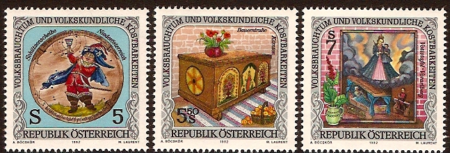 Austria 1992 Folk Customs Set. SG2305-SG2307.