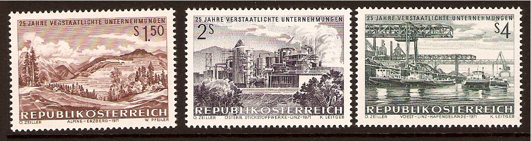 Austria 1971 Nationalised Industry Set. SG1623-SG1625.