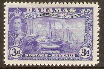Bahamas 1948 3d Blue. SG183.