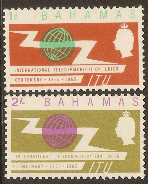 Bahamas 1965 ITU Centenary Stamps. SG262-SG263.