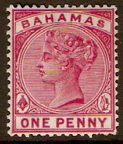 Bahamas 1884 1d Carmine-rose. SG48.