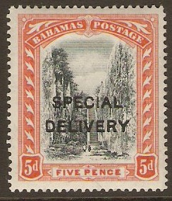 Bahamas 1917 5d Black and orange Special Delivery Stamp. SGS2.
