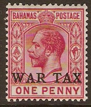 Bahamas 1918 1d Carmine "WAR TAX" Stamp. SG92.