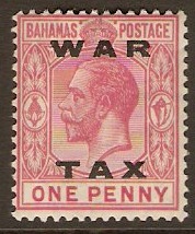 Bahamas 1919 1d Carmine "WAR TAX" Stamp. SG103.