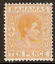 Bahamas 1938 10d Yellow-orange. SG154c.