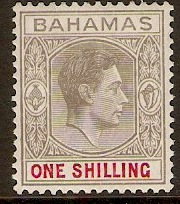 Bahamas 1938 1s Pale brownish grey and crimson. SG155d.