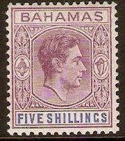 Bahamas 1938 5s Brown-purple and deep bright blue. SG156d.
