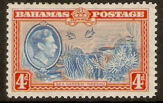 Bahamas 1938 4d Light blue and red-orange. SG158.