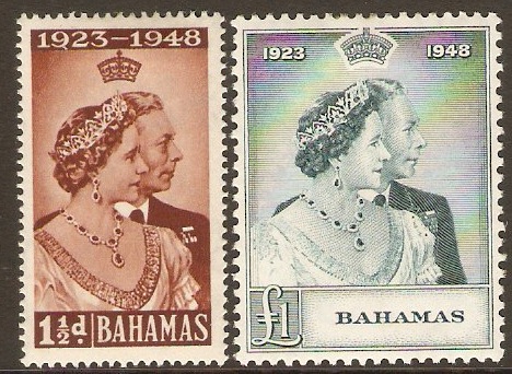 Bahamas 1948 Silver Wedding Set. SG194-SG195.