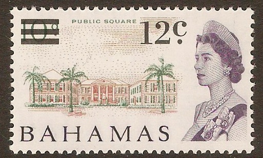 Bahamas 1966 12c on 10d Orange-brown, green and violet. SG281.
