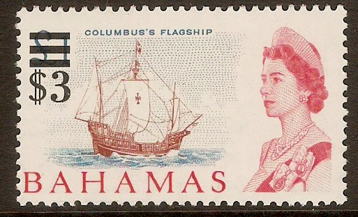 Bahamas 1966 $3 on 1 Chestnut, blue and rose-red. SG287. - Click Image to Close