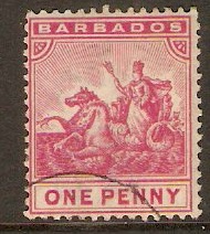 Barbados 1892 1d Carmine. SG107.