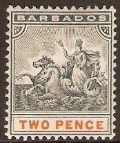 Barbados 1892 2d Slate-black and orange. SG108.