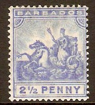 Barbados 1905 2d Blue. SG139.