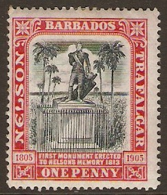 Barbados 1906 1d Black and red. SG147.